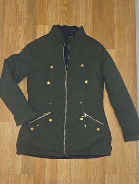 Women's Olive Utility Jacket with Gold-Tone Hardware